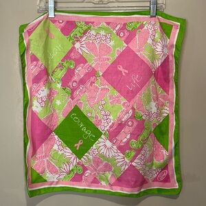 Lilly Pulitzer scarf breast cancer awareness collab with ford handkerchief